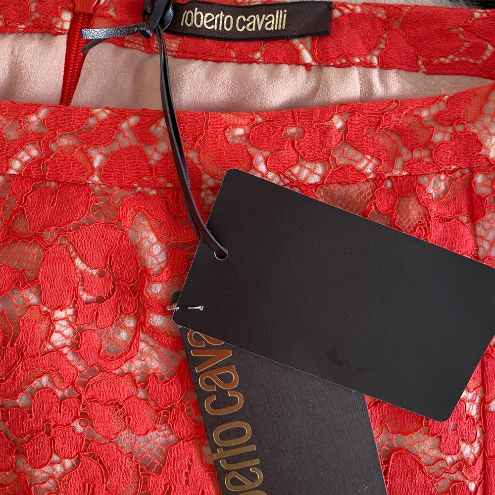 NWT Roberto Cavalli Gonna red lace skirt - Picture 8 of 9